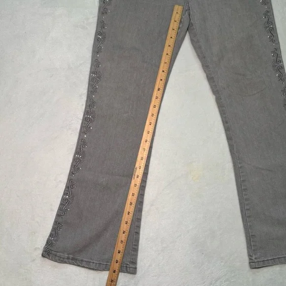 COS Y2K Gray Flared Jeans with Side Rhinestone Embellishments - Picture 7 of 9